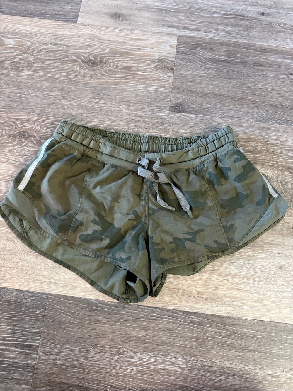 lululemon athletica Olive Camo Drawstring Athletic Shorts